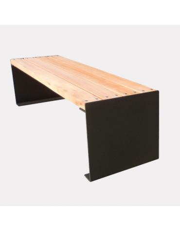 Panchina piana, con seduta in legno di pregio e struttura in acciaio zincata e verniciata - cm 180x47x45h