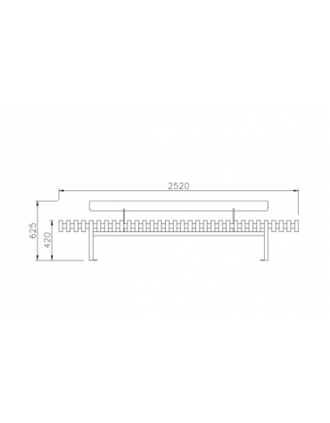 Panchina Sevilla con schienale e seduta in legno di pregio, struttura in acciaio zincata e verniciata - cm 25,2x60x62,5h