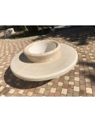 PANCHINA IN CEMENTO CON FORI PER ARREDO URBANO COLORE BIANCO TRAVERTINO - CM 200X50X50H