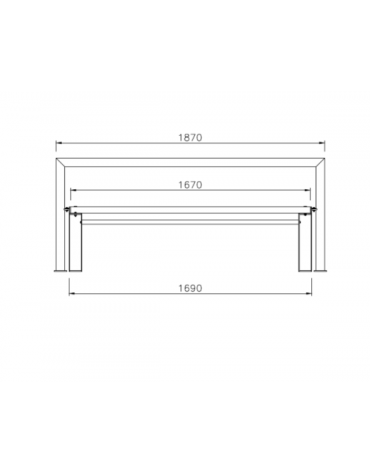 Panchina con seduta in legno e schienale in acciaio zincato e verniciato - cm 187x72x79h