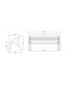 Panchina con seduta in legno e schienale/B in acciaio zincato e verniciato - cm 187x72x79h