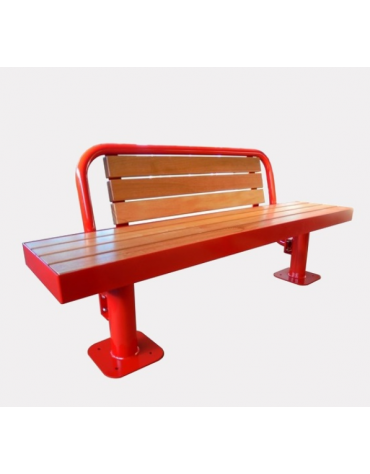 Panchina Moderna con schienale in acciaio zincato e verniciato, con legno di pino - cm 180x62,2x79,6h