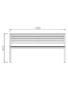 Panchina Carmen con schienale, struttura in acciaio zincato verniciato, doghe in legno di pino - cm 156x55,4x81h