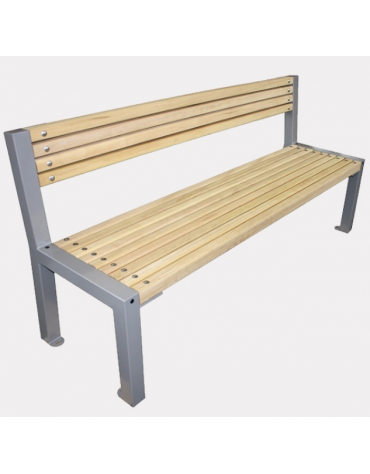 Panchina con schienale in acciaio zincato e verniciato, con legno di pino - cm 180x58x85,4h