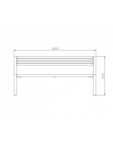 Panchina con schienale in acciaio zincato e verniciato, con legno di pino - cm 180x58x85,4h