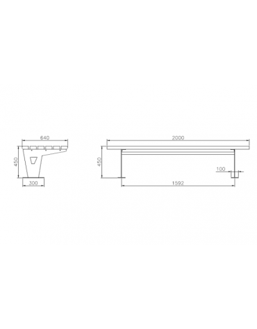 Panchina Florent senza schienale in acciaio e legno - cm 200x64x45h