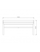 Panchina in acciaio e legno con seduta e schienale in legno di pino - cm 180x60,6x83,8h