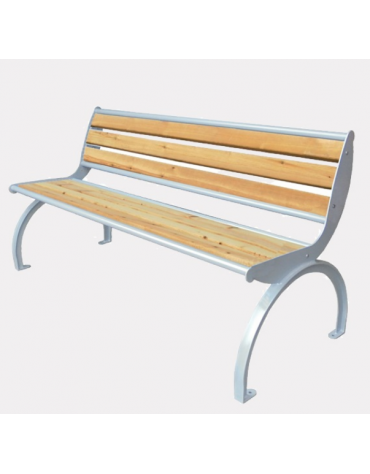 Panchina Cetra con seduta e schienale con doghe in legno, struttura in acciaio zincato e verniciato - cm 167,5x64x83h