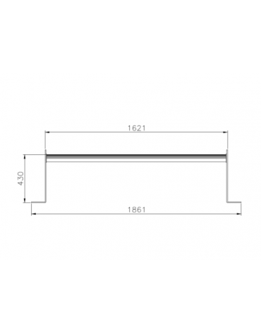 Panchina Aurora senza schienale, in acciaio zincato e verniciato con seduta in legno di pino nordico - cm 165,2x51,2x47,3h