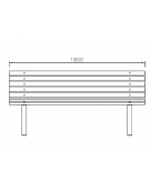 Panchina Siesta con schienale, in acciaio zincato e verniciato, con doghe in legno di pino - cm 180x68,8x86h