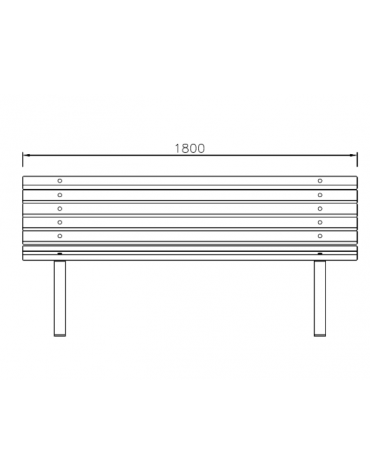 Panchina Siesta con schienale, in acciaio zincato e verniciato, con doghe in legno di pino - cm 180x68,8x86h