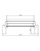 Panchina con schienale, doghe in legno di pino, struttura in acciaio zincato e verniciato e cemento - cm 207,6x67,2x86h