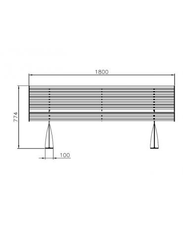 Panchina Garda con schienale realizzata interamente in acciaio zincato verniciato - cm 180x64,5x7,4h