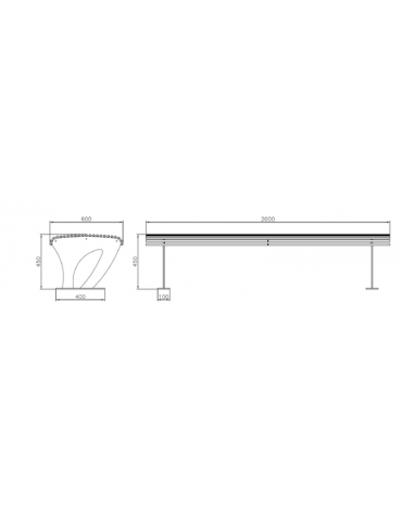 Panchina Koper senza schienale, in acciaio zincato e verniciato - cm 200x60x45h