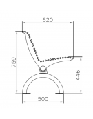 Panchina Rest con schienale, in acciaio zincato e verniciato, seduta e schienale realizzati in tondini - cm 197x62x75,9h