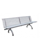 Panchina Rest con schienale, in acciaio inox, seduta e schienale realizzati in tondini - cm 197x62x75,9h