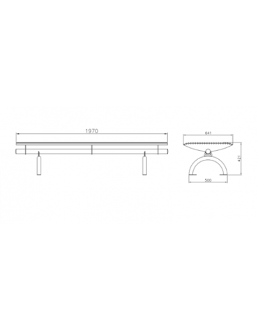 Panchina Rest senza schienale realizzata interamente in acciaio inox, seduta realizzata in tondini - cm 197 x 64,1x42,1h