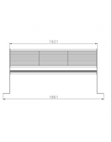 Panchina interamente in acciaio con schienale, seduta formata da trafilati di acciaio e 2 tubolari - cm 162,1x57,3x83,6