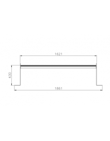 Panchina piana in acciaio zincato e verniciato, seduta formata da trafilati di acciaio e 2 tubolari  - cm 162,1x51,2x47,3h