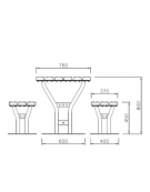 Set composta da tavolo + 2 panchine piane in legno di pino, struttura in acciaio zincato e verniciato - cm 200x80h