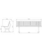 Panchina con schienale in acciaio zincata e verniciata  - cm 182x82,4x45h