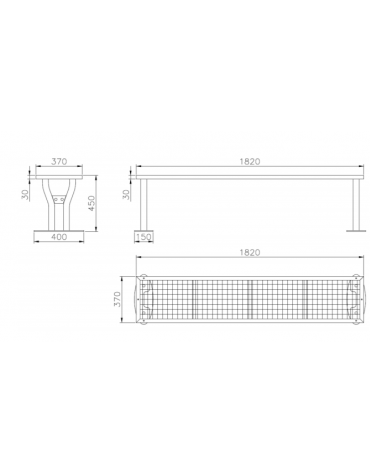 Panchina senza schienale in acciaio zincata e verniciata  - cm 182x37x45h