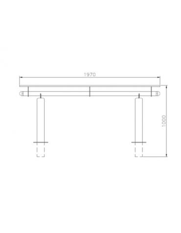 Set composta da tavolo + 2 panchine senza schienale, struttura in acciaio zincato e verniciato - cm 197x80h