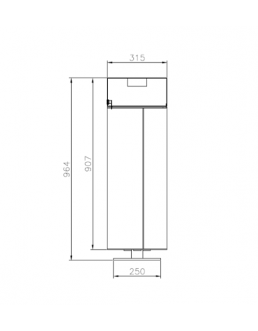 Cestino portarifiuti di forma quadra interamente in lamiera zincata - cm 31,5x31,5x96,4h