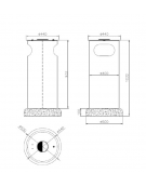 Cestino portarifiuti di forma cilindrica, in acciaio zincato e verniciato, con base in cemento - cm Ø 40x103,2h