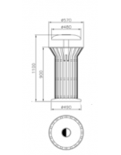 Cestino portarifiuti di forma cilindrica in acciaio zincato e verniciato, base in ferro - cm Ø57xØ50x104,5h