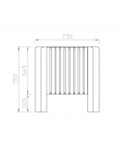 Cestino portarifiuti con  coperchio, in acciaio con fianchi in cemento - cm 73x54x75h