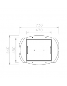 Cestino portarifiuti con  coperchio, in acciaio con fianchi in cemento - cm 73x54x75h