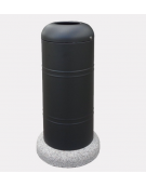 Cestino di forma cilindrica in acciaio zincato e verniciato, Con base in cemento - cm Ø 40x101,6h