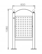 Cestino portarifiuti da inghisare di forma ellittica in acciaio zincato e verniciato - cm 60x27x107,6h