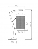 Cestino portarifiuti in acciaio zincato verniciato a forma cilindrica con posacenere - cm 43,6x61,2x109,3h