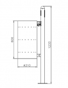 Cestino potarifiuti con paletto da inghisare, in acciaio inox, senza coperchio - cm 34x49x123,3h