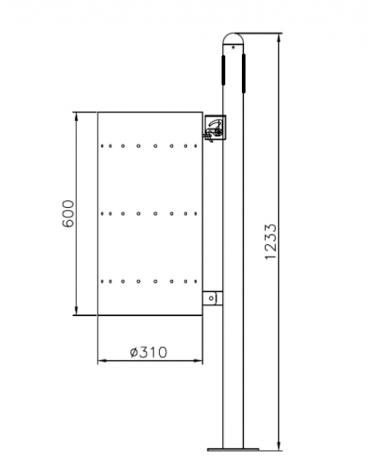 Cestino potarifiuti con paletto da inghisare, in acciaio inox, senza coperchio - cm 34x49x123,3h