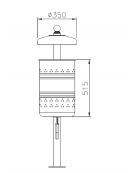 Cestino portarifiuti da tassellare, in acciaio zincato e verniciato, coperchio con spegnisigarette, cm 45,6x35x128h