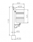 Cestino portarifiuti di forma cilindrica da tassellare in acciaio zincato e verniciato, con anello reggisacco - cm45x33,5x112,5h