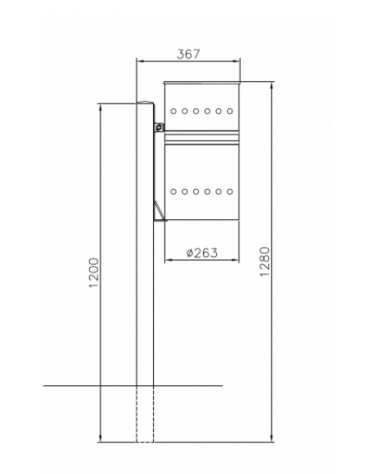 Cestino portarifiuti in acciaio zincato e verniciato, di forma cilindrica e paletto per il fissaggio al suolo - cm 108x37x108h