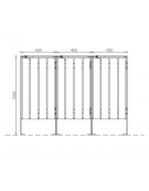 Cestone per la raccolta differenziata a 3 settori in acciaio con doghe in legno di pino - cm 135x45x100h