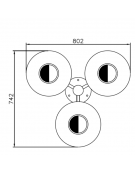 Cestino per la raccolta differenziata, 3 contenitori, acciaio zincato e verniciato, coperchi e posacenere - cm 80,2x74,2x131,7h