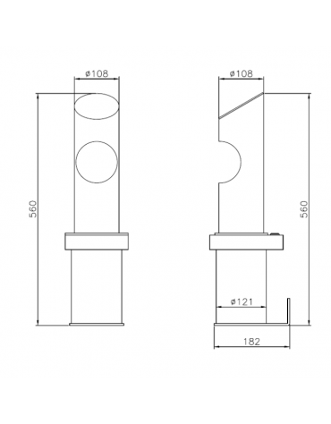 Spegnisigarette in acciaio inox. Da fissare a muro - cm Ø12,1x56h