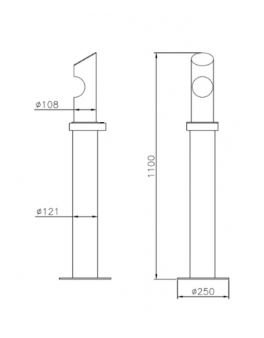 Spegnisigarette in acciaio zincato e verniciato di forma cilindrica. Da tassellare - cm Ø25 / Ø12,1x110h