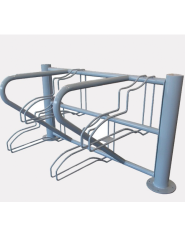 Portabici a 4 posti con elementi reggi-ruota alternati alto-basso in acciaio zincato e verniciato - cm 174,1x85x95h