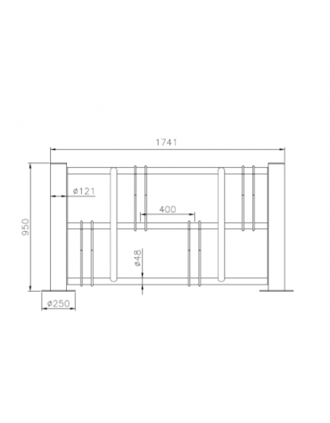 Portabici a 4 posti con elementi reggi-ruota alternati alto-basso in acciaio zincato e verniciato - cm 174,1x85x95h