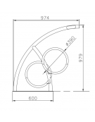 Portabici alto-basso realizzato in acciaio zincato e verniciato. Da inghisare - cm 49,4x97x4x97,9h