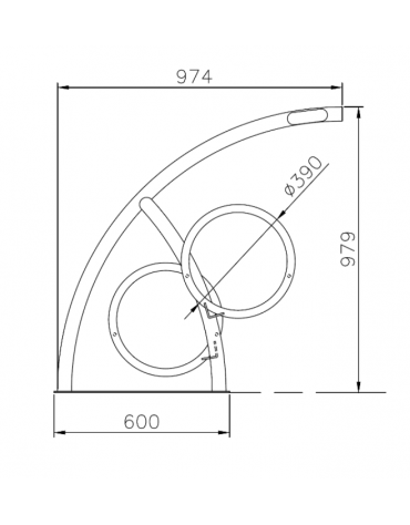 Portabici alto-basso realizzato in acciaio zincato e verniciato. Da inghisare - cm 49,4x97x4x97,9h