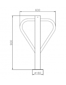 Portabici singolo realizzato in acciaio zincato e verniciato. Da tassellare - cm 60x90h