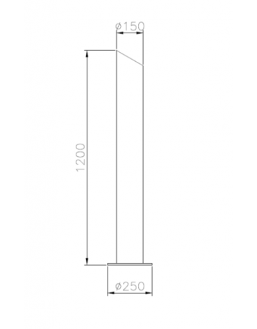 Dissuasore in acciaio inox di altezza 1200 mm realizzato in tubolare D. 150.